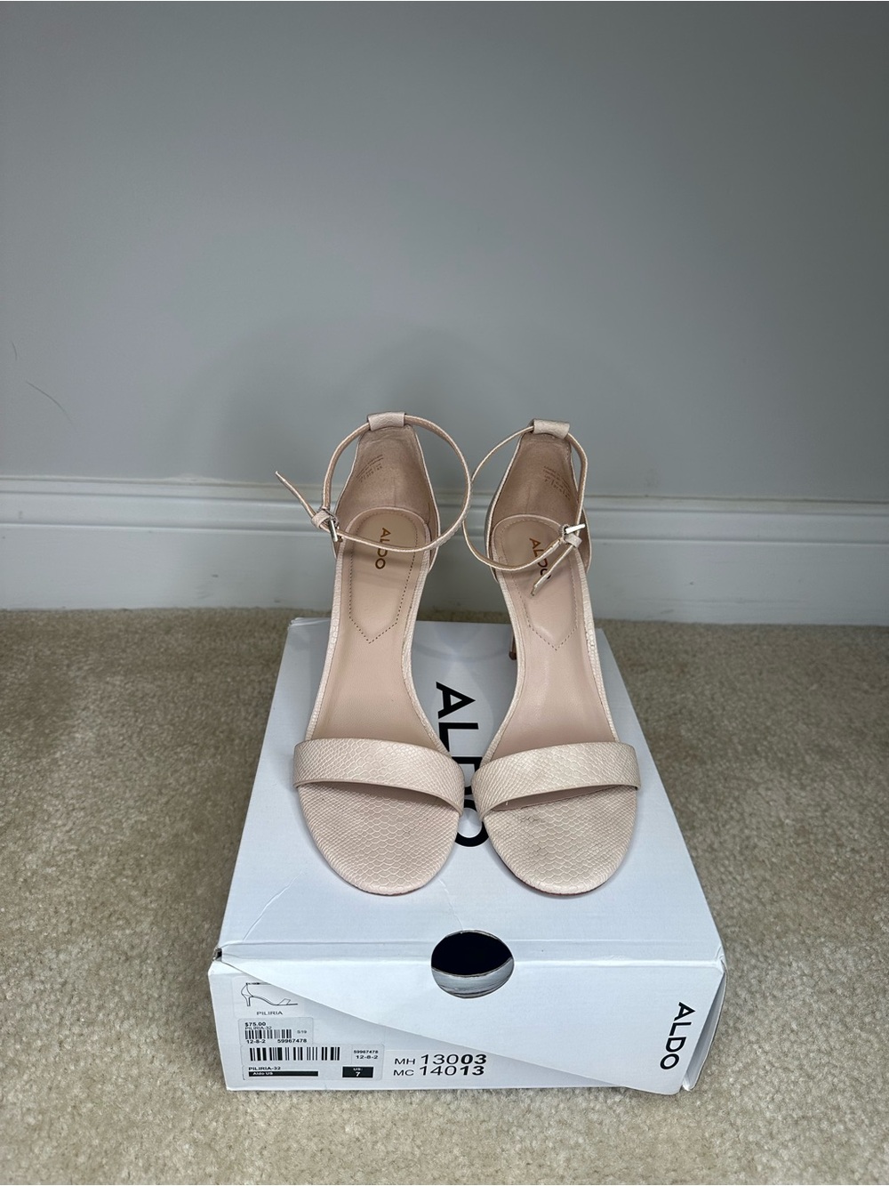 Aldo Cream Nude Open-Toe Ankle-Strap Heels